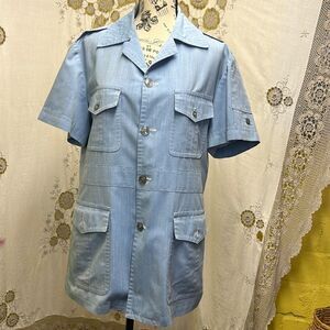 1970s custom tailor light blue men’s shirt